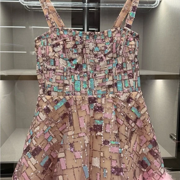 Bronx and Banco Pink Feathered Mini Dress - Picture 5 of 6